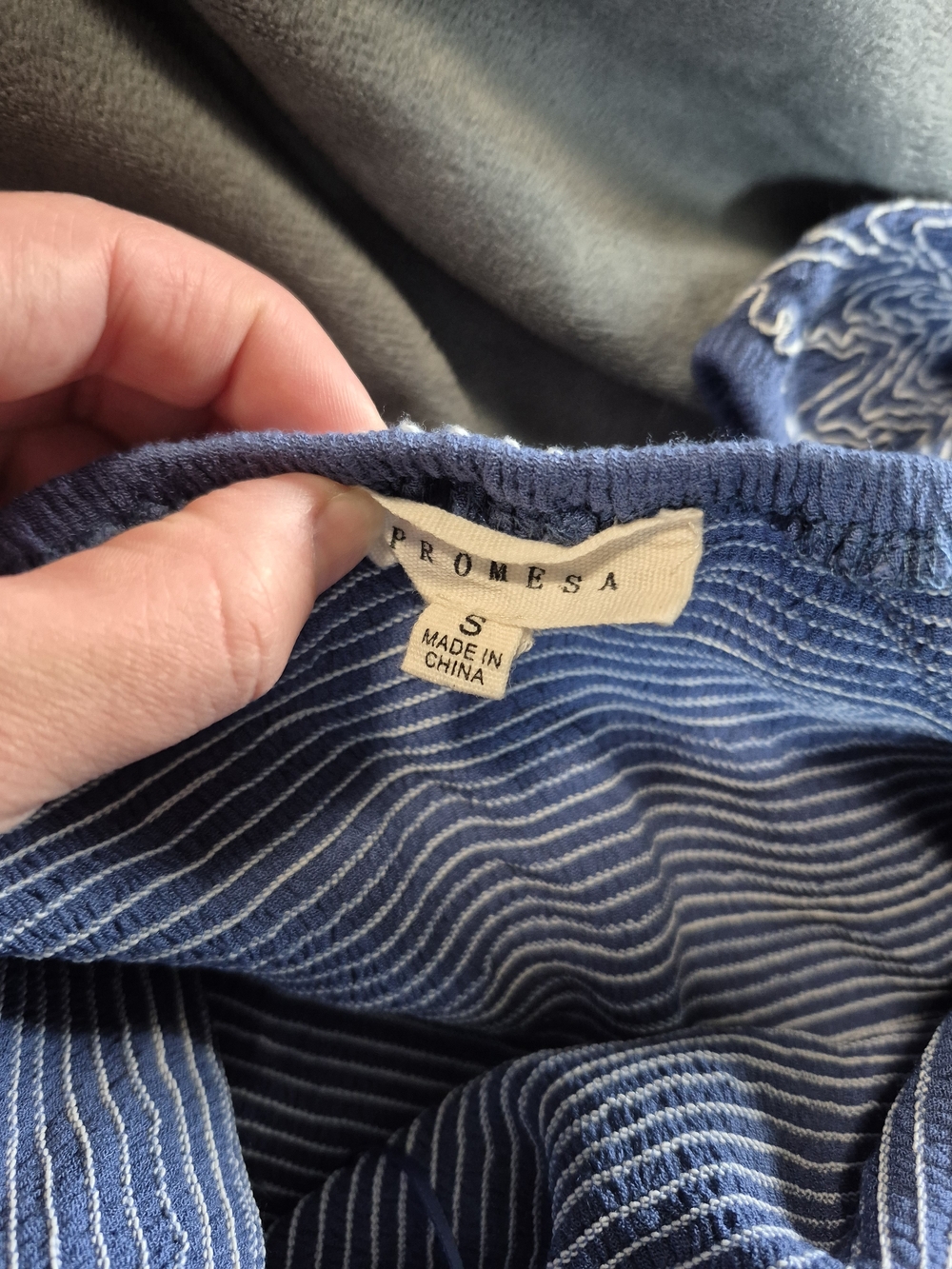 Promesa Blue Striped Off-Shoulder Top - Picture 7 of 7
